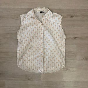Vintage floral print sleeveless shirt